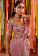 MAUVE RUFFLE SAREE