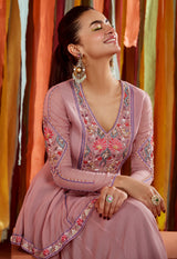 MAUVE A LINE KURTA AND SHARARA SET
