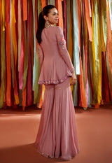 MAUVE A LINE KURTA AND SHARARA SET