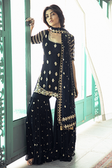Midnight Blue Sharara Set