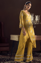 Mustard Kimono Wrap Kurta and Pants
