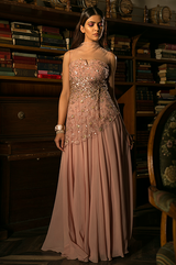 Blush Pink Gown With Peplum Bustier