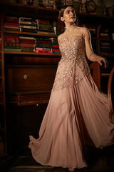 Blush Pink Gown With Peplum Bustier