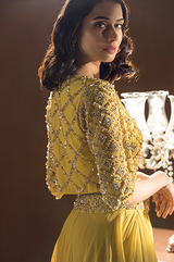 Mustard Boxy Jacket Skirt and Bustier Set