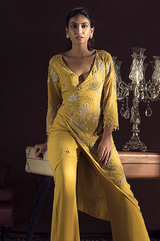 Mustard Kimono Wrap Kurta and Pants