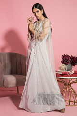 Grey Gown with Asymmetrical Cape