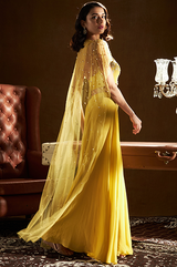 Mustard Crop Top with Flared Sleeves and Palazzo Set