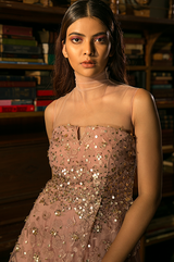 Blush Pink Gown With Peplum Bustier