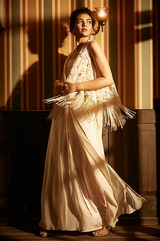 Ivory Jumpsuit With Flowy Cape