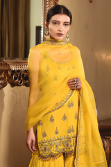 Mustard Shirt and Sharara Set
