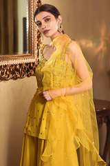 Mustard Short Shirt and Palazzo Set