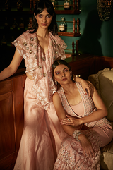 Blush Pink Sharara Bustier and Jacket Set