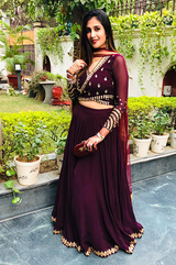 Wine Wrap Top with Skirt Set