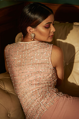 Blush Pink Sharara Bustier and Jacket Set