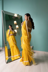 Mango Embroidered Bustier and Ruffle Saree