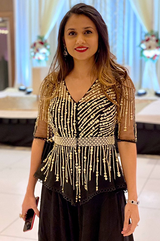 Black embroidered peplum Top with Kalidar Palazzo