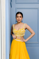 Sindhu in Mango Bustier and Panelled Skirt Set