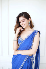 Meher in Ink Blue Slit Saree