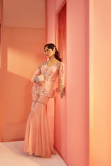 Dusty Pink Peplum and Flared Pants Set