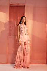 Dusty Pink Tassel Peplum and Sharara Set