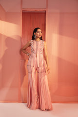 Dusty Pink Tassel Peplum and Sharara Set