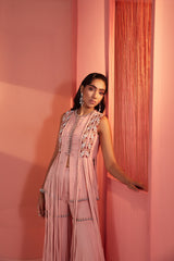 Dusty Pink Tassel Peplum and Sharara Set
