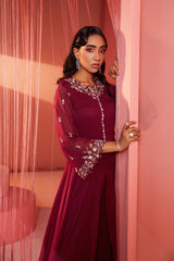 Plum Biased Kurta and Pants Set