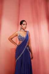 Chetna in Ink Blue Slit Saree