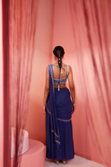 Chetna in Ink Blue Slit Saree