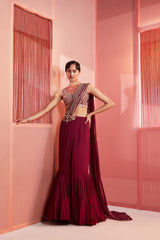 Plum Pre-Stitched Saree