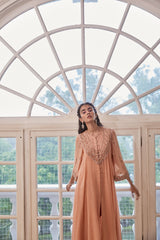 Rose Gold Asymmetric Kurta with Pants Set
