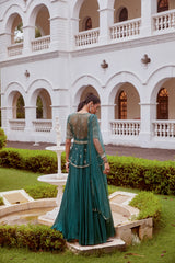 Teal Green Peplum with Lehenga and Dupatta Set