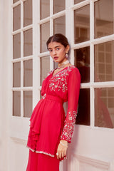 Fuchsia Kurta With Flared Palazzo Set