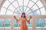 Rose Gold Asymmetric Kurta with Pants Set