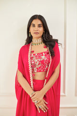 Hot Pink Cape, Bustier and Flared Pants Set