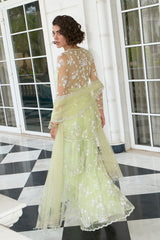 Sapna Gulati In Our Lime Green Net Peplum Sharara Set