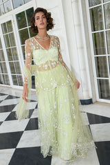 Sapna Gulati In Our Lime Green Net Peplum Sharara Set