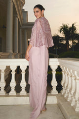 Lilac Bustier Cape Saree