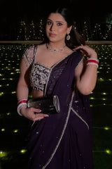 Asna Oberoi In Our Purple Pre-Draped Saree