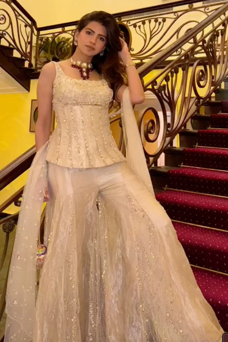 Dhriti Mehra In Our Tissue Sharara and Corset Set