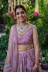 RIYA IN  MAUVE LEHENGA AND BLOUSE SET