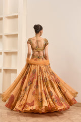 Rust Boho Print Embroidered Lehenga Set