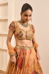 Rust Boho Print Embroidered Lehenga Set