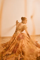Rust Boho Print Embroidered Lehenga Set