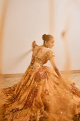 Rust Boho Print Embroidered Lehenga Set