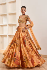 Rust Boho Print Lehenga Set