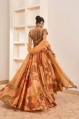 Rust Boho Print Lehenga Set