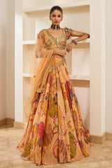 Rust Boho Print Lehenga Set
