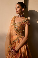 Rust Boho Print Lehenga Set