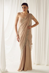 Biege Tube Corset With Saree